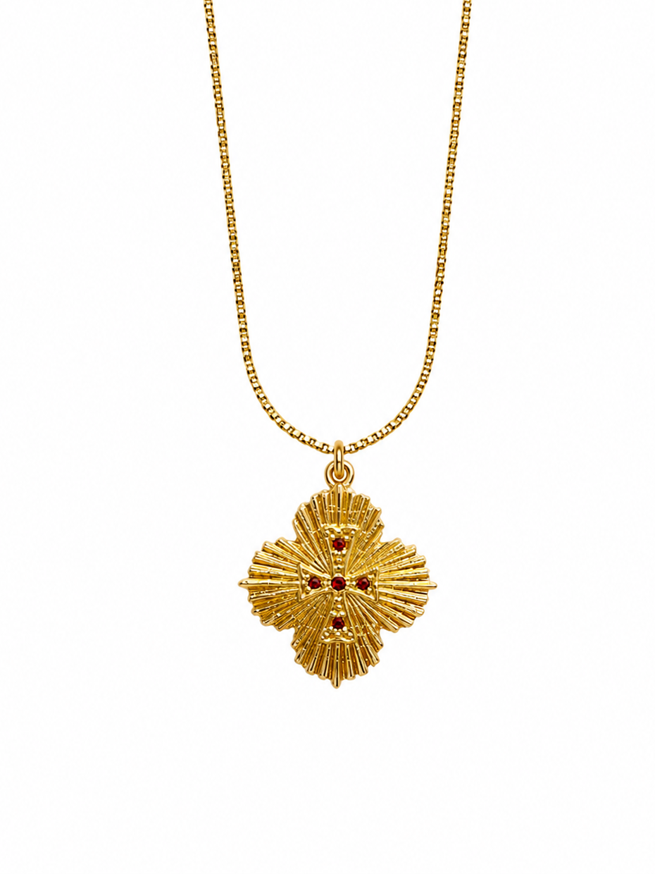 COLLAR CRUZ RUBÍ ORO