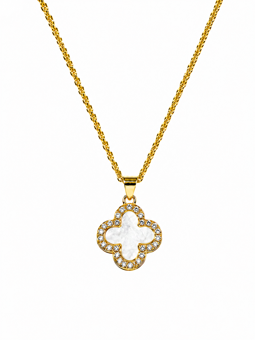 COLLAR TRÉBOL BLANCO ORO