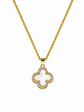 COLLAR TRÉBOL BLANCO ORO