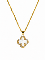 COLLAR TRÉBOL BLANCO ORO