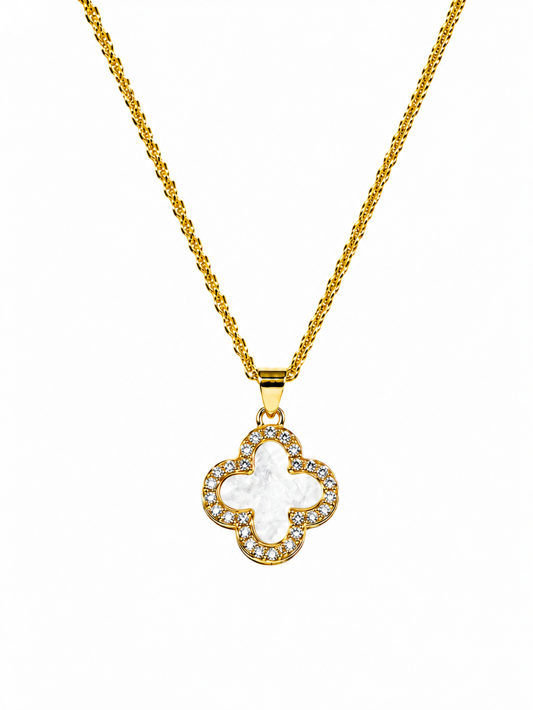 COLLAR TRÉBOL BLANCO ORO