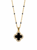 COLLAR TRÉBOL NEGRO ORO