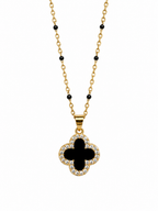 COLLAR TRÉBOL NEGRO ORO