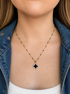 COLLAR TRÉBOL NEGRO ORO